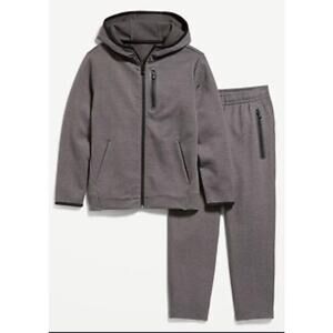 Old Navy Active Dynamic Fleece Jacket Jogger Set Med 8 Charcoal Gray Reflective